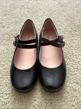 Black Patent Double-Strap Mary Jane Dress Shoes for Kids